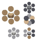 Porta-Copos de Mesa Kit com 6 Peças 11,5cm – Algodão Natural Dupla Face (Cinza Claro)