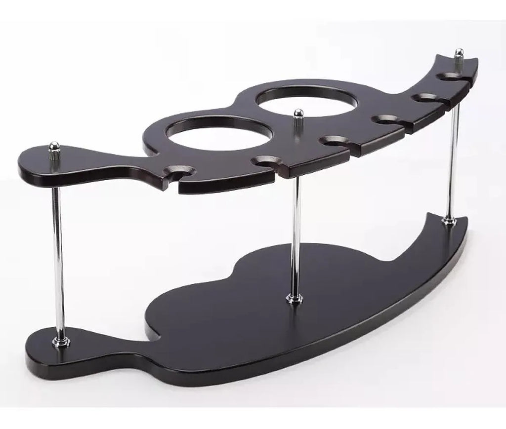 Adega de Vinho Rack em Madeira com Suporte para 2 Garrafas + 6 Taças | Home Bar Decorativo