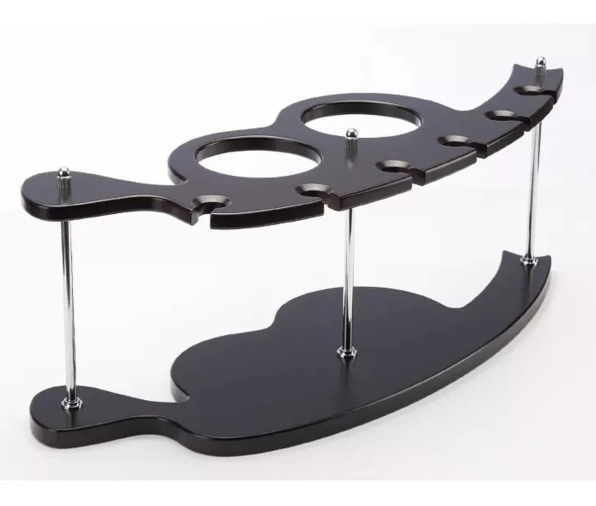 Adega de Vinho Rack em Madeira com Suporte para 2 Garrafas + 6 Taças | Home Bar Decorativo