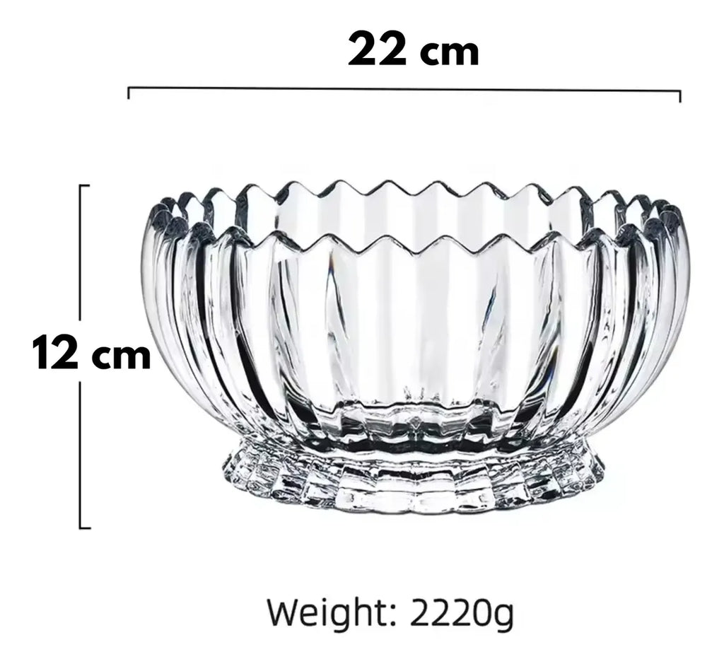 Fruteira de Cristal Centro de Mesa Redonda Requinte 22x12CM Incolor