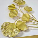 Relógio de Parede Folhas 3D em Metal – Design Europeu Vertical 80cm Dourado (Silencioso)
