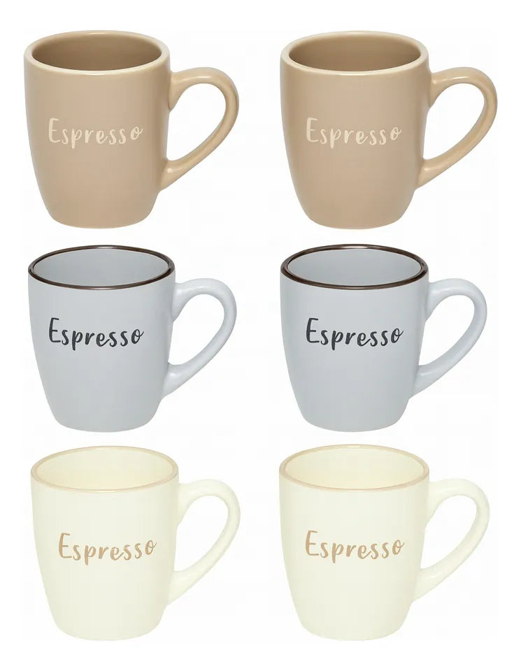 Conjunto 6 Xícaras para Café Expresso 100ml em Cerâmica Creme