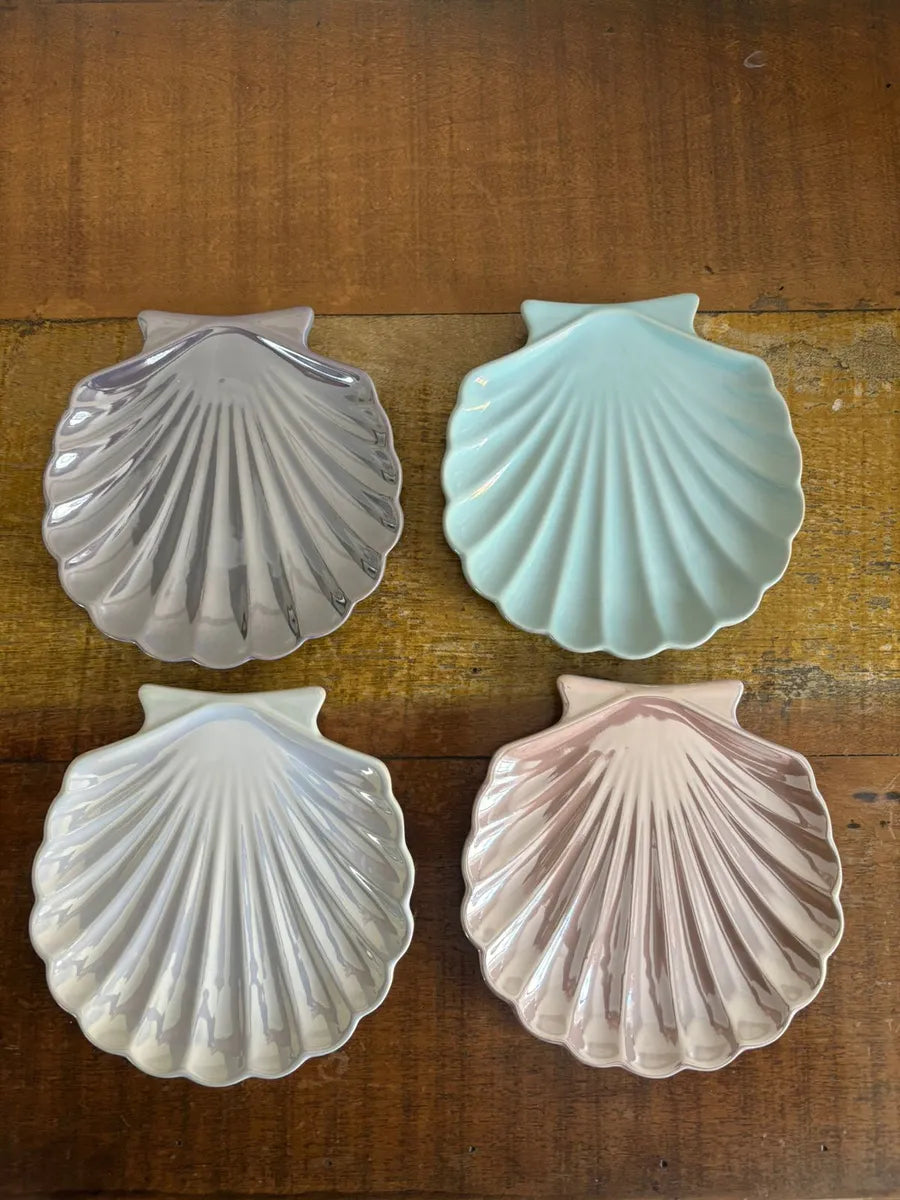 Bandeja Decorativa Porta-Joias em Porcelana Concha Azul Turquesa – Luxo para Lavabo