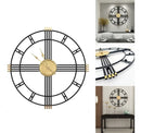 Relógio de Parede Preto com Dourado – Design Europeu Vazado 3D | 50 cm