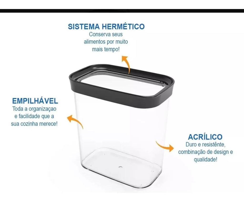 Potes Herméticos Acrílicos 4 Peças Para Mantimentos 500ML