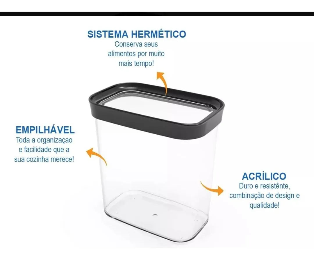 Potes Herméticos Acrílicos 4 Peças Para Mantimentos 500ML