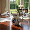 Leiteira Porcelana Azul Cavalo Marinho Elegante 18cm