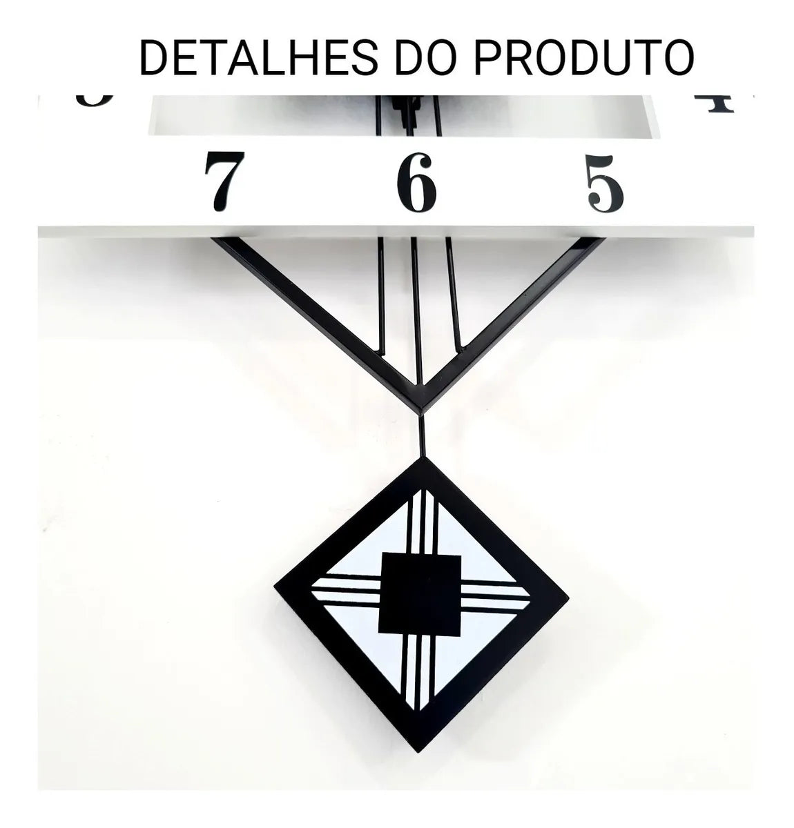 Relógio de Parede Retrô Vintage Preto e Branco Pendente 60cm