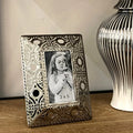 Porta Retrato 7x12 Vintage Prata Metal Vazado Brilhante Prateado Imperial