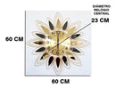 Relógio de Parede Dourado com Folhas Espelhadas em Metal – Design Europeu 60x60 (Silencioso)