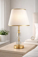 Abajur de Mesa Dourado com Cristal Elegante 46cm Design Sofisticado