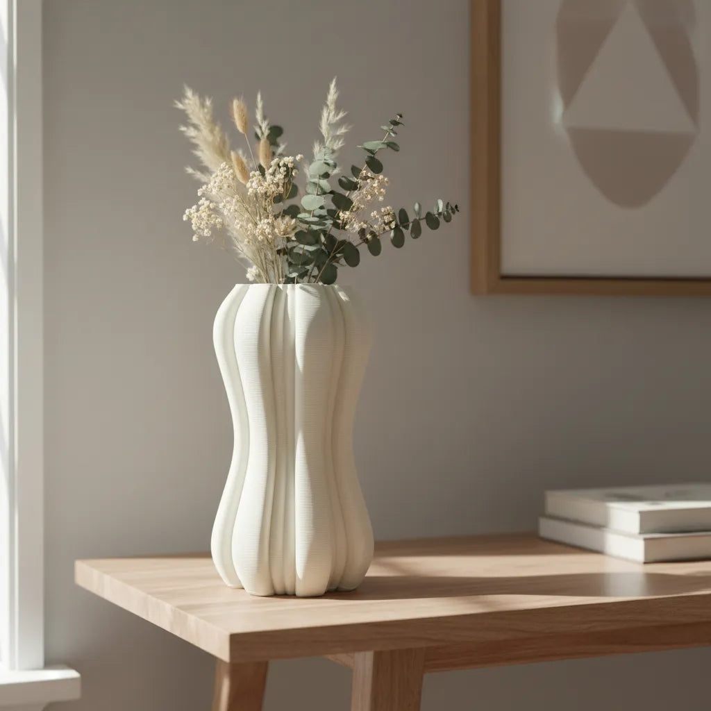 Vaso Decorativo em Cerâmica Branco 22cm – Design Moderno Redondo
