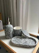 Kit Lavabo Elegance 3 Peças Cerâmica Cinza Escuro
