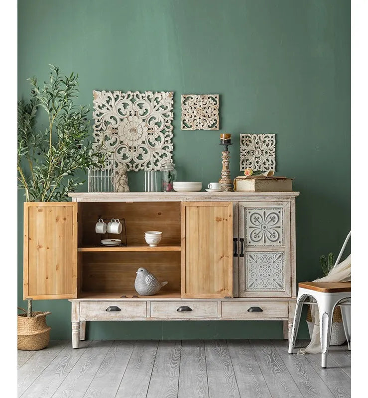 Buffet Aparador Branco Kyoto em Madeira Vintage | 150 x 36 x 110 cm