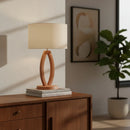 Abajur de Mesa Madeira Imbuia 60x40cm com Cúpula em Linho Bege – Bivolt