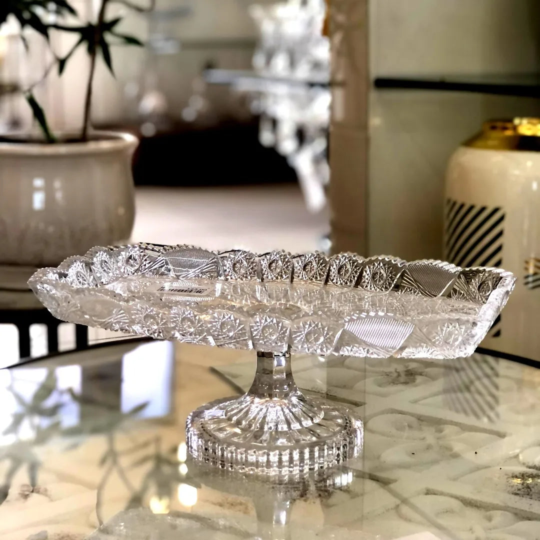 Fruteira de Cristal Centro de Mesa Retangular 33x13 cm Incolor | Bandeja Decorativa