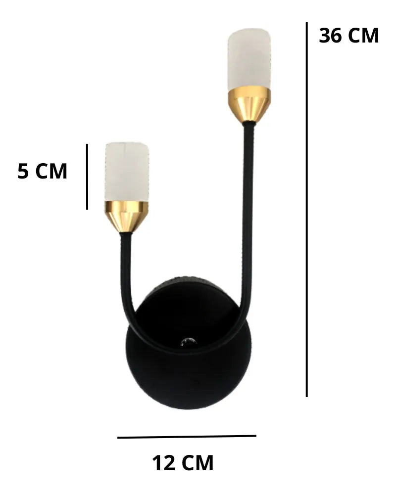 Luminária Arandela Preta Moderna Minimalista Rosê Gold 36x12 Bivolt