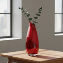 Vaso Decorativo em Vidro Murano Vermelho Brilhante e Fosco 40cm – Peça Artística