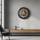 Relógio De Parede Moderno Engrenagens Dourado Metal 50x50