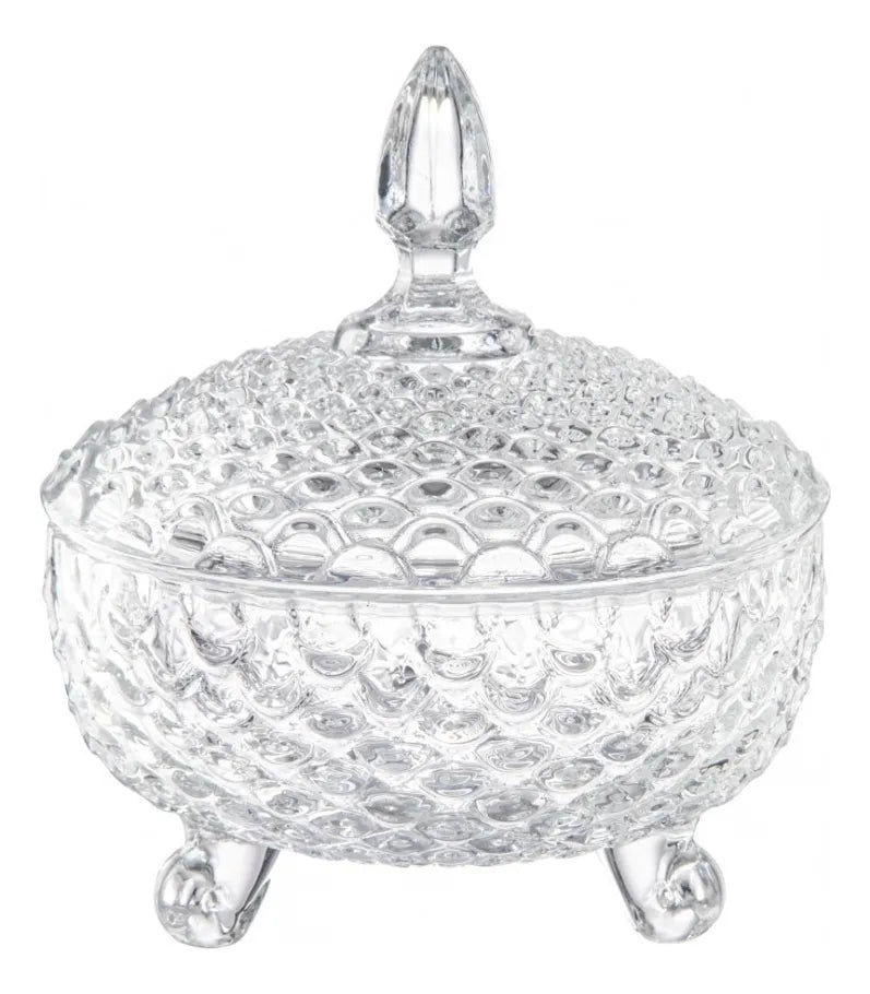 Potiche de Vidro Bomboniere Baleiro Detalhado 16x8cm – Elegância e Sofisticação para sua Decoração