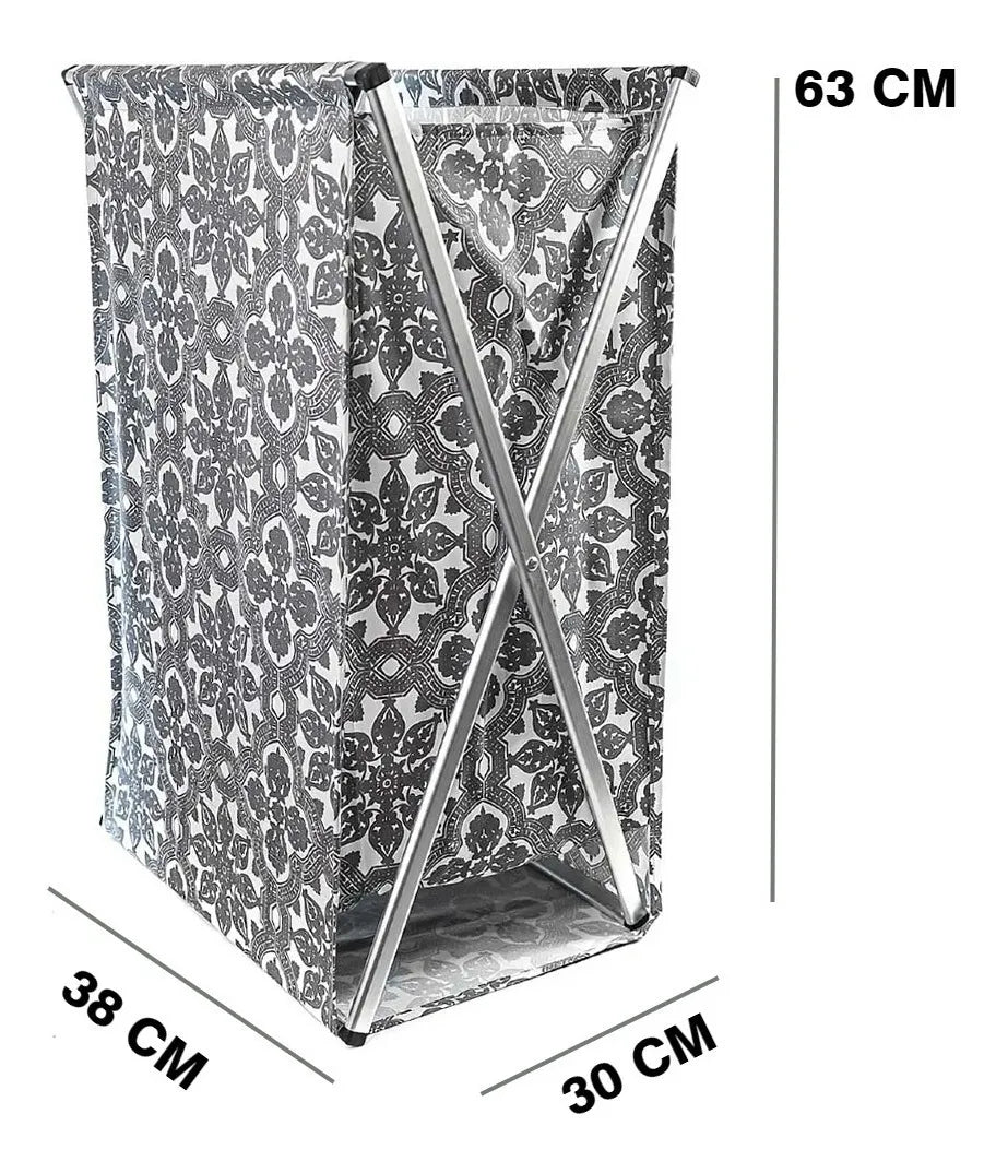 Cesto de Roupas Dobrável Cinza 63 x 38 cm – Prático e Funcional