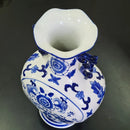Vaso Azul E Branco Decorativo Com Alça 34x21x5cm Azul E Branco Florido