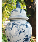 Vaso Decorativo Porcelana Classic Blue White Importado 49x25 Azul E Branco Clássico