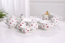 Açucareiro Coração em Porcelana Branco com Corações Vermelhos 12x12 cm