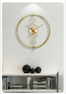 Relógio de Parede 3D Dourado em Metal – Design Europeu 50cm Vazado
