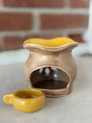 Queimador Aromático Rechaud Suporte Porta-Vela em Cerâmica Amarelo