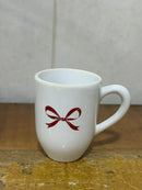 Xícara com Pires Porcelana Branca com Laço Vermelho Love 9x11x7 / 16 cm