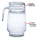 Jarra de Vidro Robusto com Tampa Acrílica 1300ml