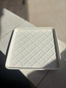 Bandeja Quadrada de Porcelana Branca 20x20cm Estilo Waffle Elegante