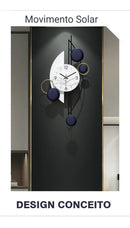 Relógio de Parede 3D Metal Solar – Design Europeu Luxuoso 79cm Azul-Marinho (Vazado | Silencioso)