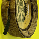 Relógio de Parede Moldura de Couro Vintage Importado 53x53 Marrom-claro/Bege