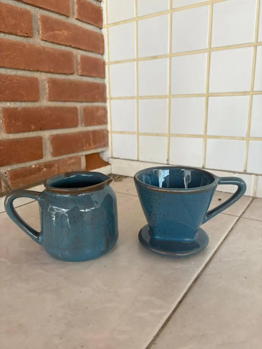 Bule Organic com Coador e Cabo de Cerâmica 600ml – Azul