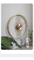 Relógio de Parede 3D Dourado em Metal – Design Europeu 50cm Vazado