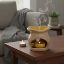 Queimador Aromático Rechaud Suporte Porta-Vela em Cerâmica Amarelo