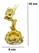 Escultura Decorativa Pássaro Castiçal Dourado – 16 x 8 cm