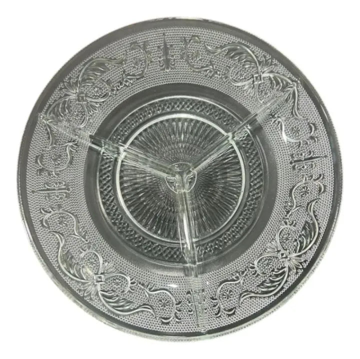 Petisqueira de Vidro 3 Divisórias Design Elegante 25cm
