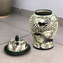 Vaso Decorativo Porcelana Verde Floral 35x21 com Tampa