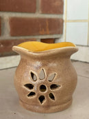 Queimador Aromático Rechaud Suporte Porta-Vela em Cerâmica Amarelo