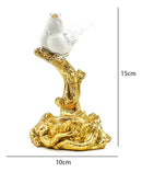 Escultura Decorativa Pássaro Branco com Estrutura Dourada 15x10 cm