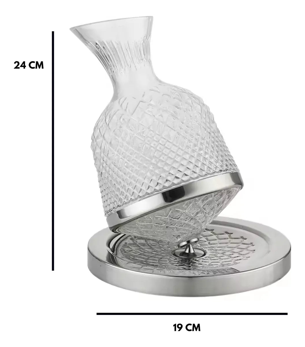 Decanter Vinho 1,5l Vidro Giratório 360°