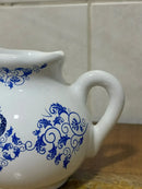 Leiteira Porcelana Azul Cavalo Marinho Elegante 18cm