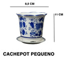 Jogo 3 Cachepot Cerâmica Chinesa Azul E Branca