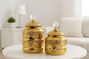 Potiche de Porcelana Dourado com Tampa 32x16