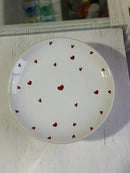 Boleira Porcelana Branco com Corações Vermelhos Love 29x9 cm