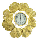 Relógio de Parede Luxuoso em Metal Dourado – Design Europeu com Folhas 3D | 66 cm