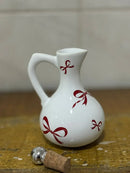 Dispenser de Azeite Porcelana Branco com Laço Vermelho Love 10x15 cm